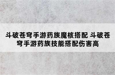 斗破苍穹手游药族魔核搭配 斗破苍穹手游药族技能搭配伤害高